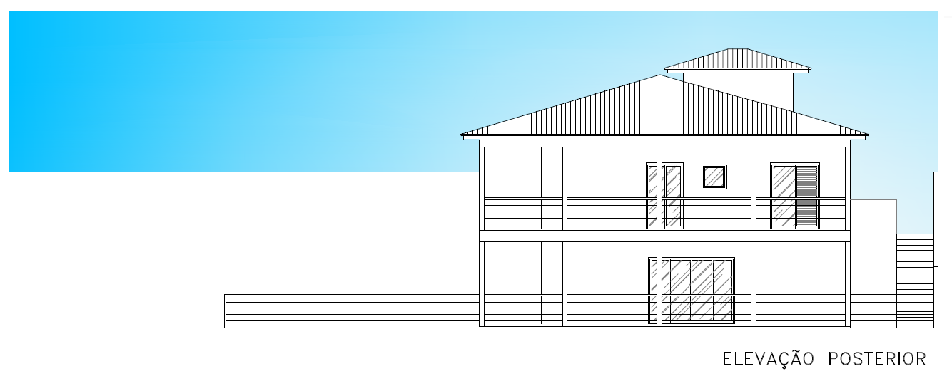 Residência Araçariguama - Elevação posterior.png