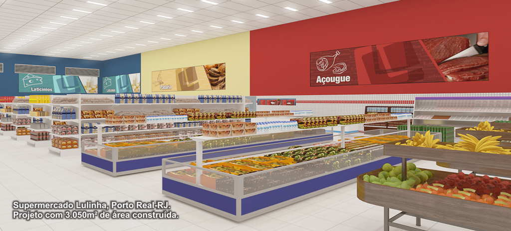 Supermercado Lulinha - Porto Real/RJ - Projeto com 3.050m² de área construída.