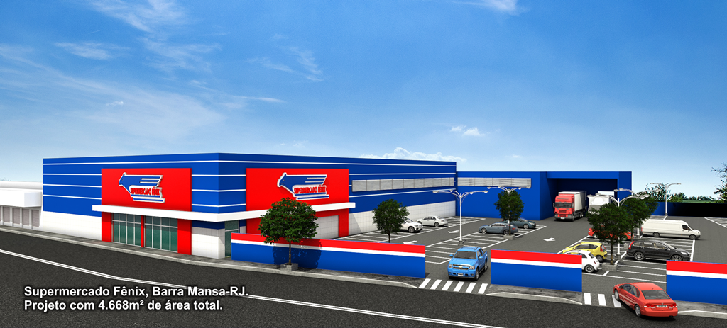 Supermercado Fênix - Barra Mansa/RJ - Projeto com 4.668m² de área construída.