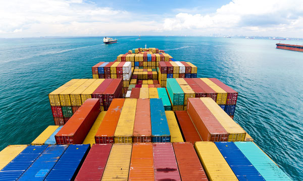 Sea freight shipping containers transporting fresh fruit from Latin America to international buyers and global markets.