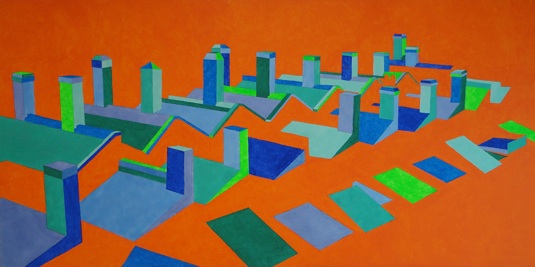 Mirian Perez, pintura, arte contemporânea, Telhados, Londres