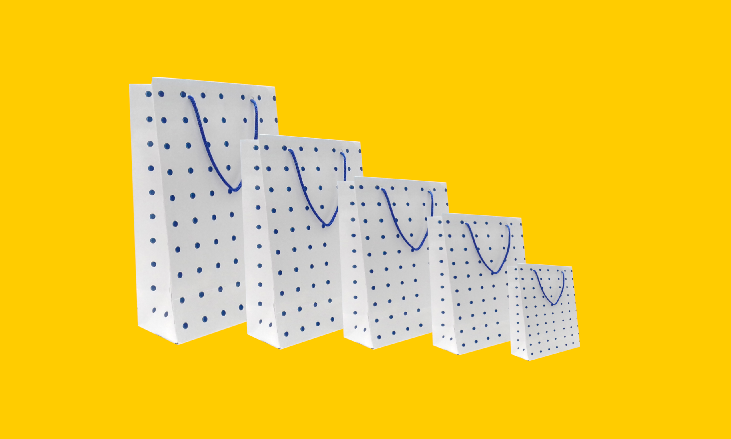 Bolsa Boutique Plastificada Poá Azul com fundo Branco (Mini, Pequena, Média, Grande e Gigante).png