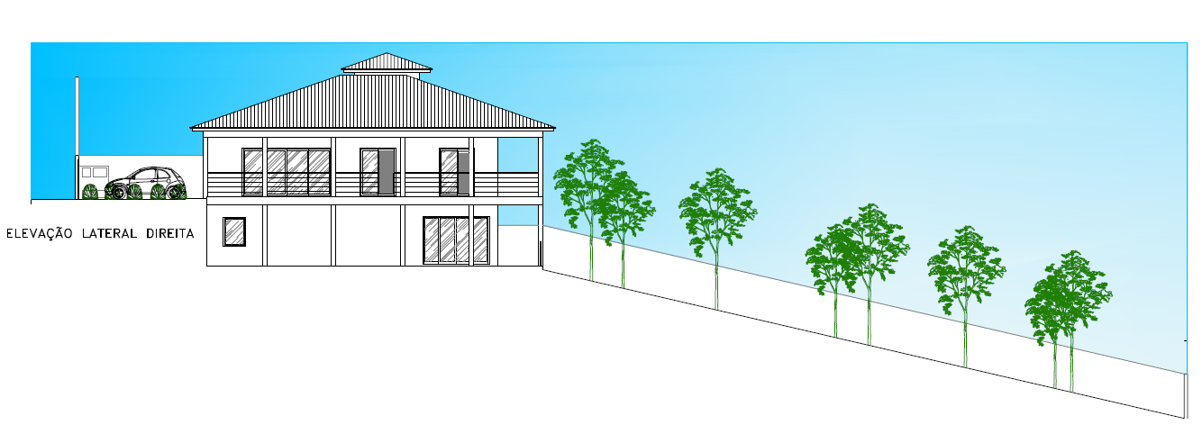 Residência Araçariguama - Elevação lateral direita.png