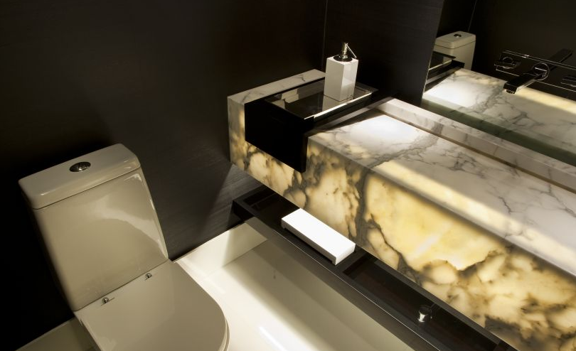 Lavatório no Mármore Onix Amarelo.