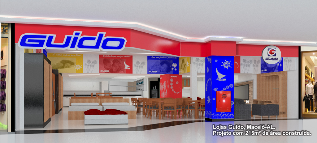 Lojas Guido - Maceió/AL - Projeto com 215m² de área construída e com aprovação junto ao Shopping Center.