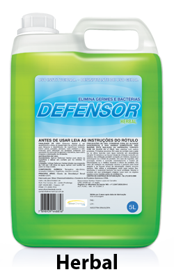 Defensor: Desinfetante a base de quartenário de amônio para limpeza e desinfecção de superfícies laváveis. Indicado para qualquer ambiente. Com fragrâncias.