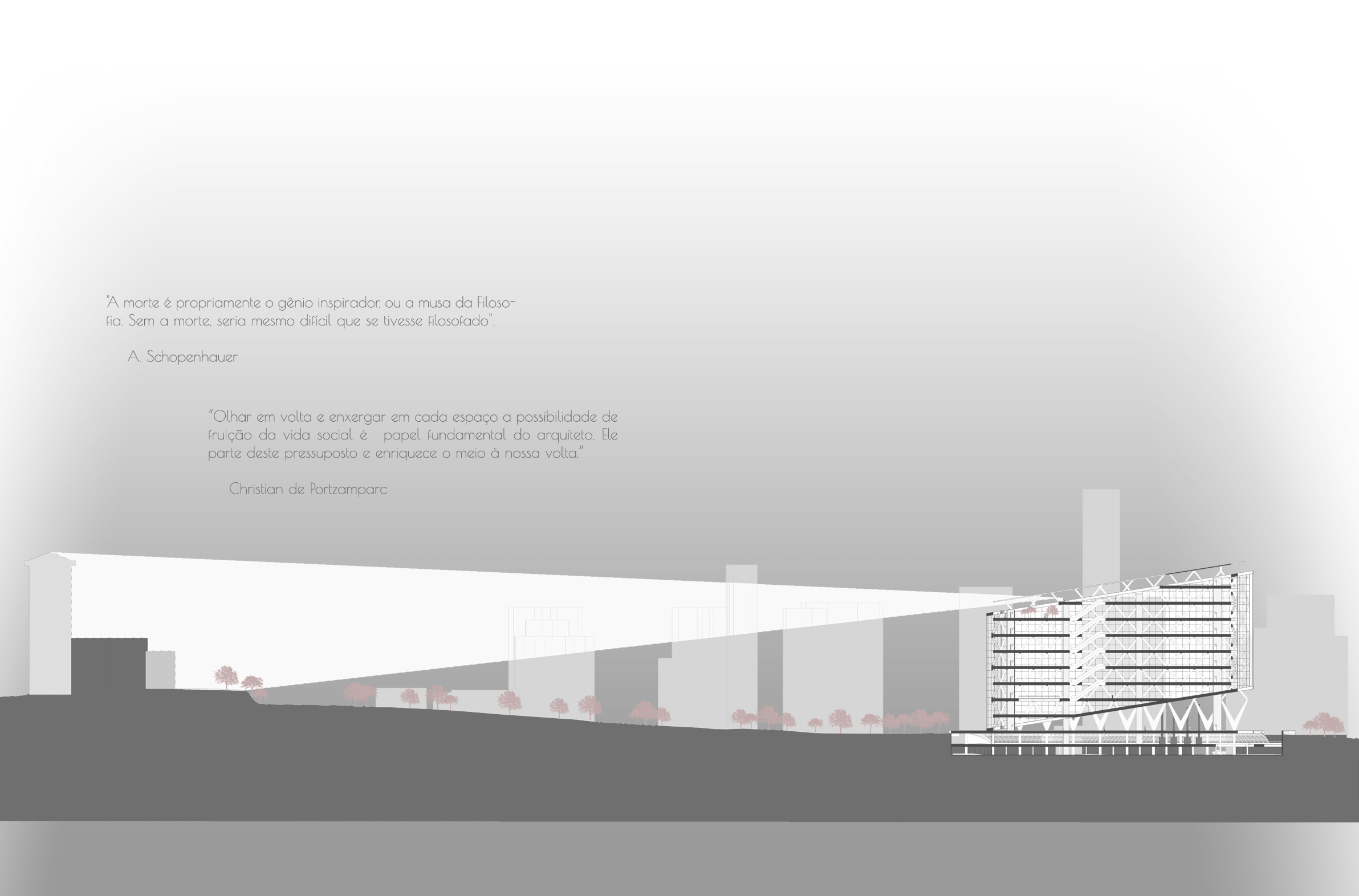 Corte Esquemático | Nova Necrópole S. Paulo | Arquitetura | Urbanismo | Cemitério | Crematório | lubruarq | lubru
