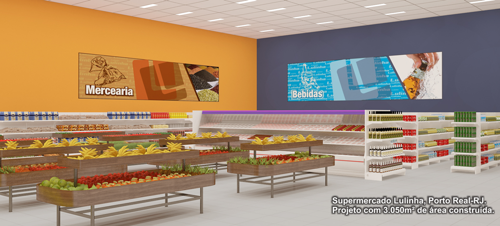 Supermercado Lulinha - Porto Real/RJ - Projeto com 3.050m² de área construída.