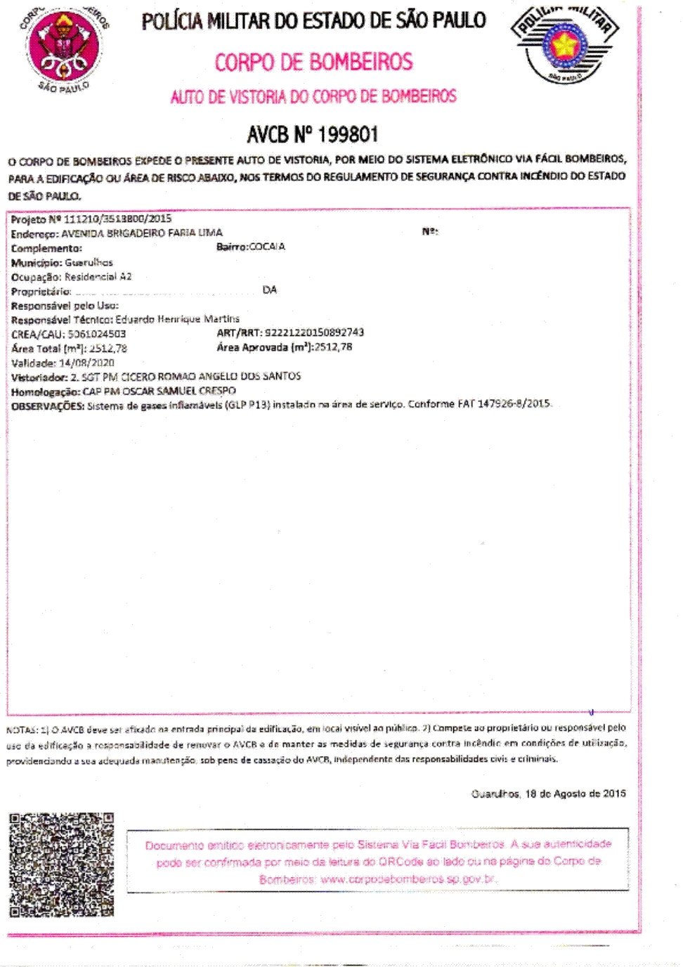 AVCB para prédio residencial antigo com hidrantes