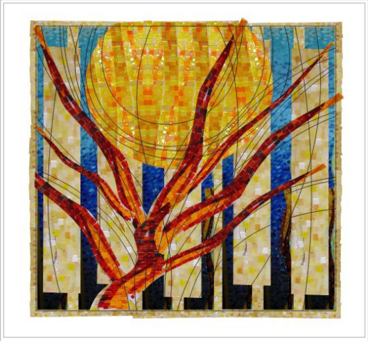 Mosaico Sarça ardente, mosaico iris arte vítrea; mosaico em florianópolis; mosaico artístico; mosaico sacro; Roberto Petrelli
