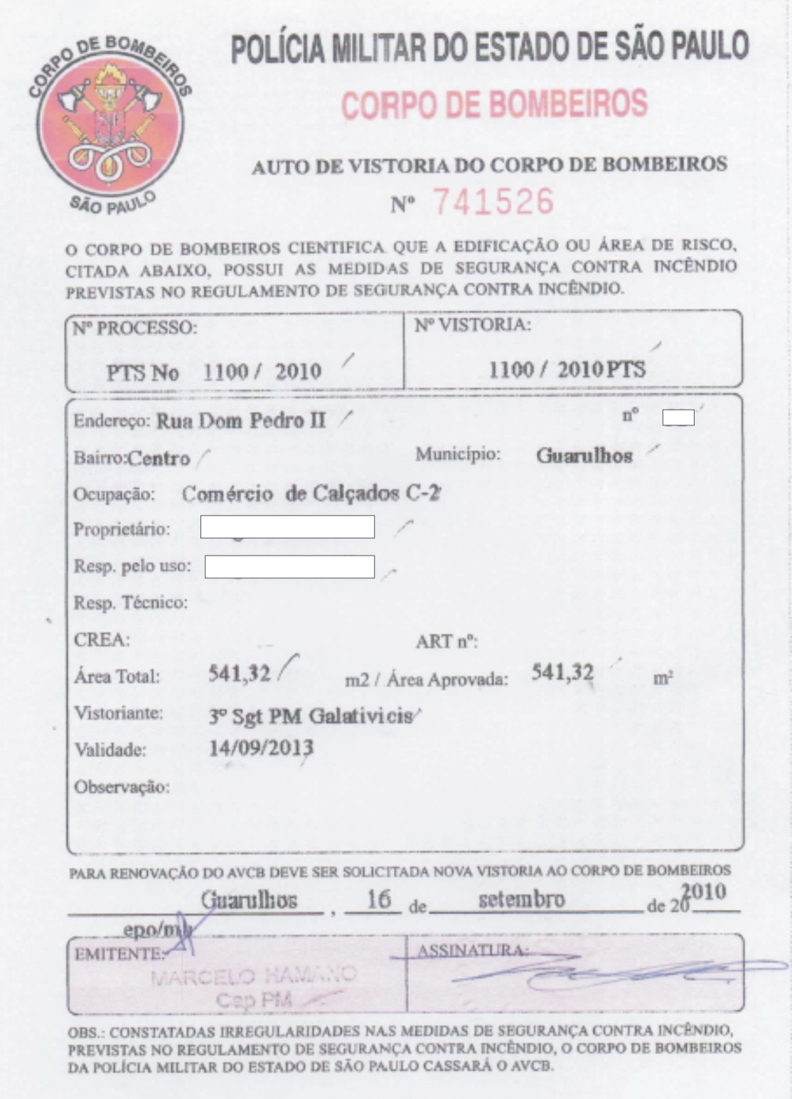 auto de vistoria do corpo de bombeiros AVCB para loja de calçados e sapatos em Guarulhos e São Paulo