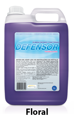 Defensor: Desinfetante a base de quartenário de amônio para limpeza e desinfecção de superfícies laváveis. Indicado para qualquer ambiente. Com fragrâncias.