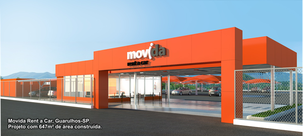 Movida Rent a Car - Guarulhos/SP - Projeto com 647m² de área construída.