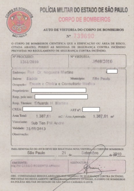 AVCB Auto de Vistoria do Corpo de Bombeiros para Escola e Clínica Odontológica em Guarulhos