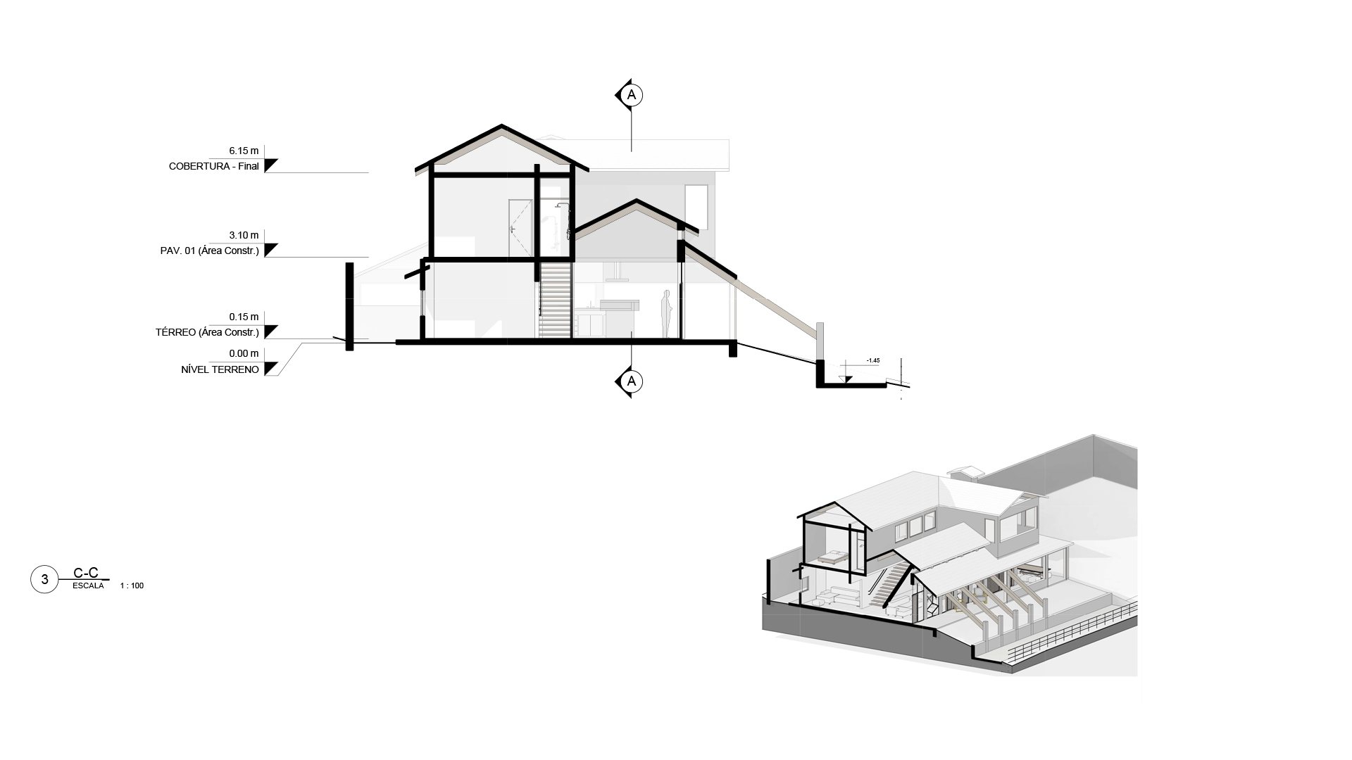 Corte CC  |  Casa Caucaia  |  LUBRU Arq & Reg | Arquitetura | Regularização | Caucaia do Alto