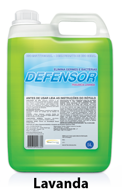 Defensor: Desinfetante a base de quartenário de amônio para limpeza e desinfecção de superfícies laváveis. Indicado para qualquer ambiente. Com fragrâncias.