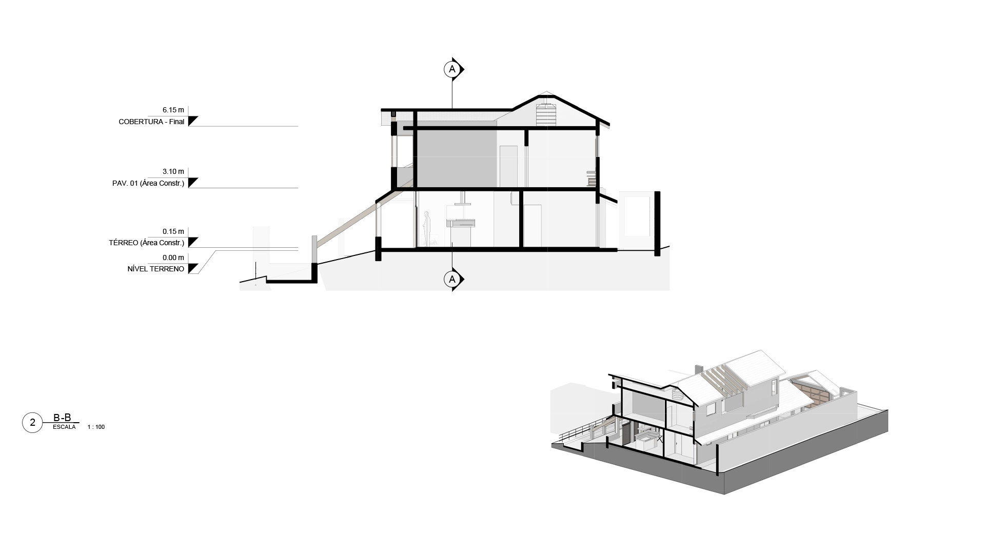 Corte BB  |  Casa Caucaia  |  LUBRU Arq & Reg | Arquitetura | Regularização | Caucaia do Alto