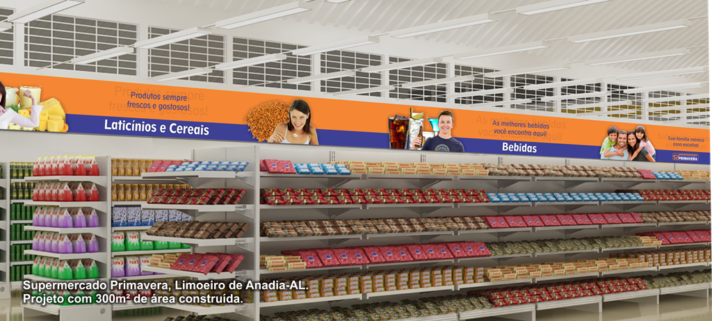 Supermercado Primavera - Limoeiro de Anadia/AL - Projeto com 300m² de área construída.