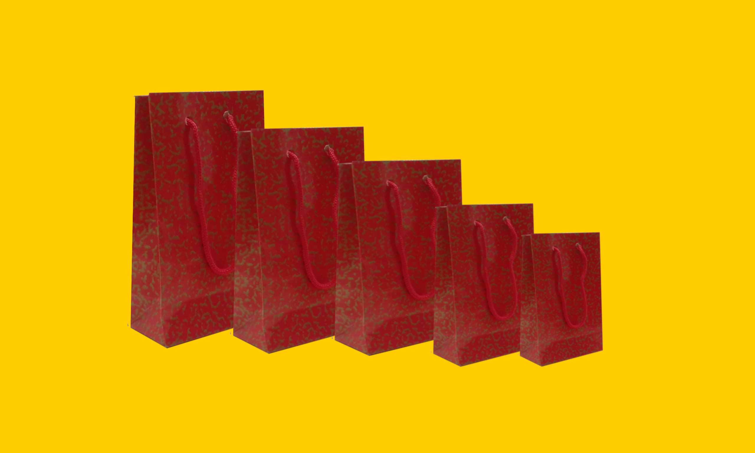 Bolsa Boutique Plastificada Rajada Ouro com fundo Vermelho (Mini, Pequena, Média, Grande e Gigante).png