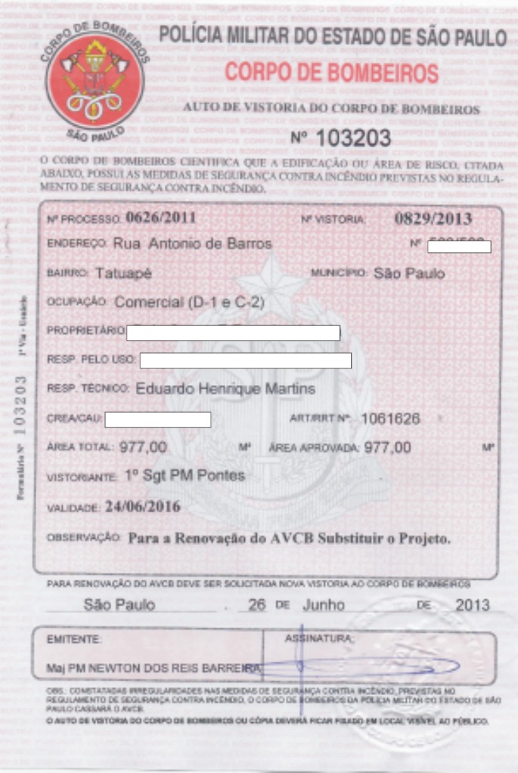 AUTO DE VISTORIA DO CORPO DE BOMBEIROS AVCB para escritórios e call center em Guarulhos e São Paulo