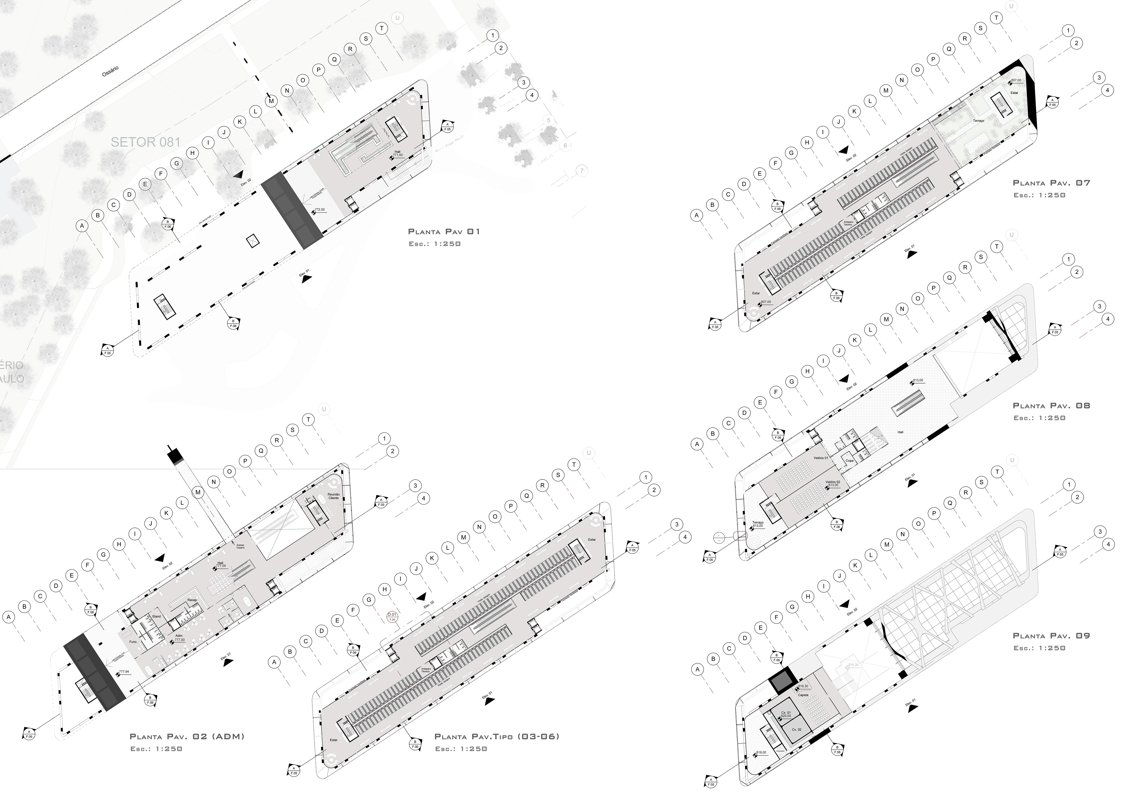Pavimentos 01-09 | Nova Necrópole S. Paulo | Arquitetura | Urbanismo | Cemitério | Crematório | lubruarq | lubru