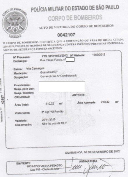 Auto de Vistoria do Corpo de Bombeiros para oficina em Guarulhos