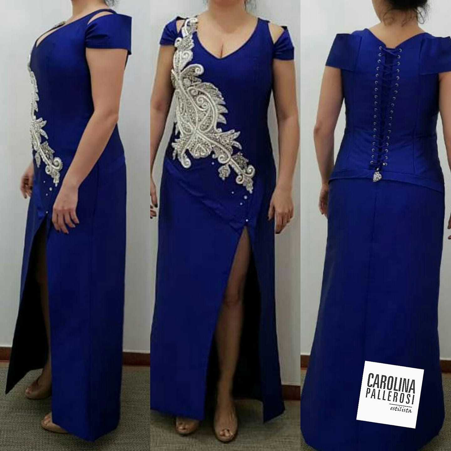 Vestido madrinha azul asa de anjo 